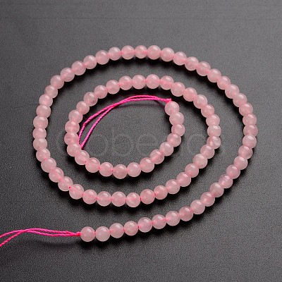 Round Natural Rose Quartz Gemstone Bead Strands G-J333-02-4mm-1