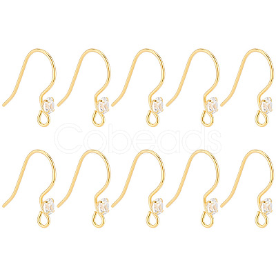 10Pcs 925 Sterling Silver with Clear Cubic Zirconia Earring Hooks FIND-GO0002-58-1