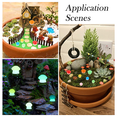 30Pcs 2 Styles Luminous Resin Mushroom Ornament RESI-TA0004-02C-1