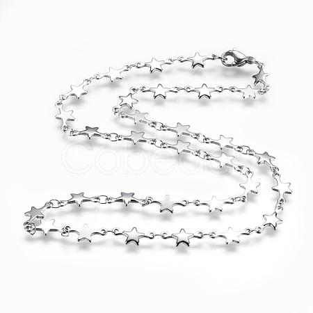 Non-Tarnish 304 Stainless Steel Chain Necklaces STAS-P164-27P-1