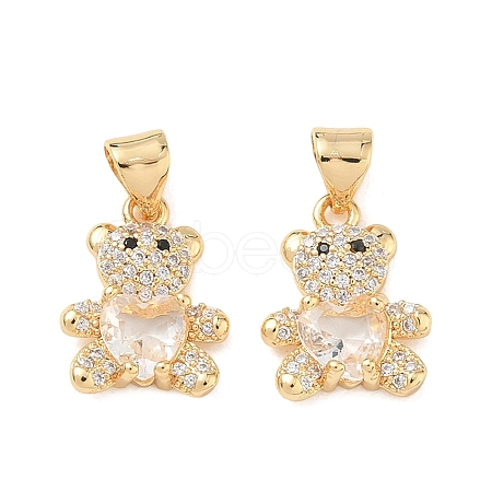 Brass Micro Pave Cubic Zirconia Charms KK-K351-69G-01-1