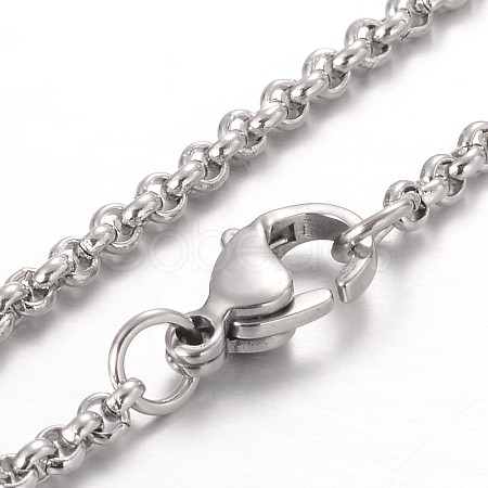 Non-Tarnish 304 Stainless Steel Rolo Chain Necklaces X-NJEW-JN01228-02-1