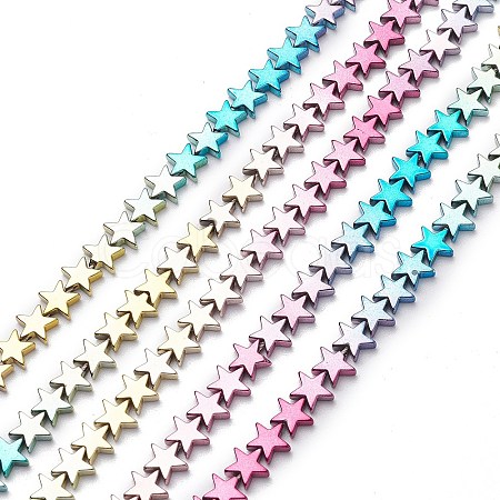 Rainbow Color Electroplate Non-magnetic Synthetic Hematite Beads Strands X-G-L489-I01-1
