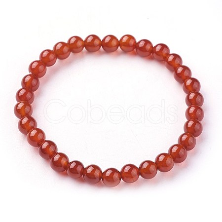Natural Carnelian(Dyed) Beads Stretch Bracelets BJEW-F380-01-A10-1