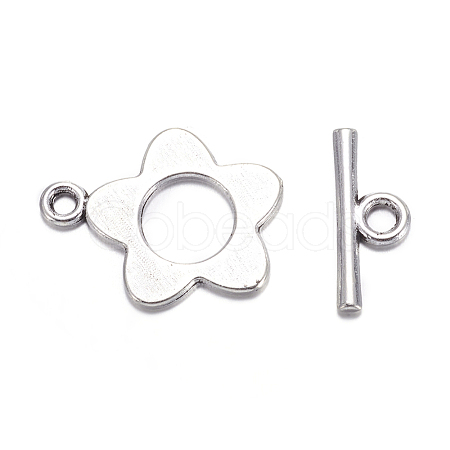 Flower Tibetan Style Alloy Toggle Clasps A0977Y-1