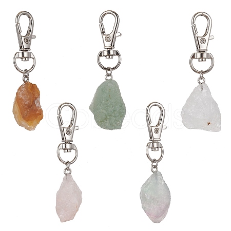5Pcs 5 Styles Nuggets Gemstone Pendant Decoraiton HJEW-JM01435-S-1
