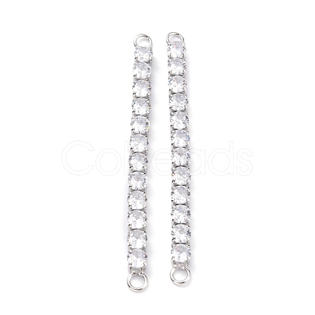 Brass Clear Round Cubic Zirconia Links Connectors ZIRC-G170-23B-P-1