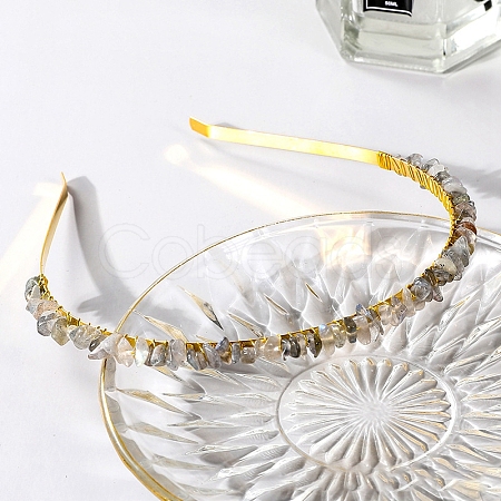 Wire Wrapped Natural Moonstone Chip Hair Bands PW-WG27230-05-1