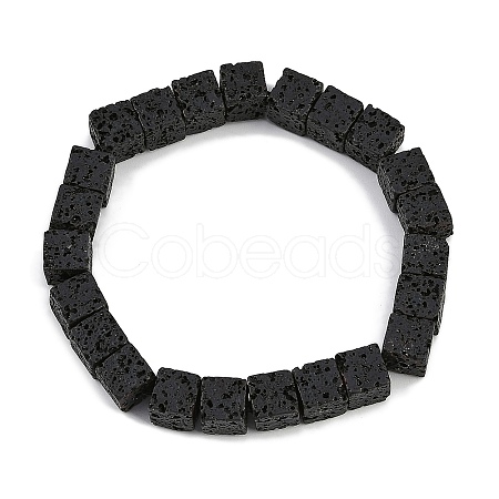 Natural Lava Rock Beaded Stretch Bracelets for Men Women BJEW-G727-01B-1