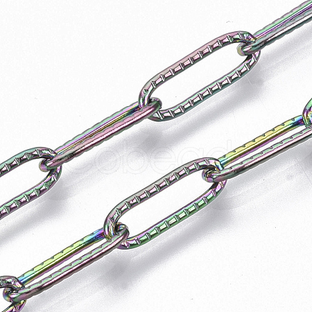 Ion Plating(IP) 304 Stainless Steel Textured Paperclip Chains CHS-S006-JN954-3-1