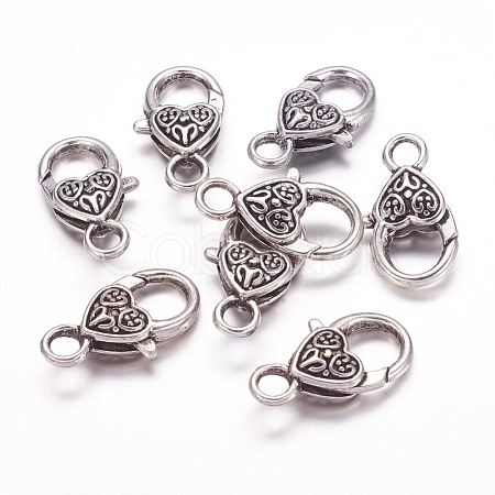Tibetan Style Heart Lobster Claw Clasps LF014Y-1