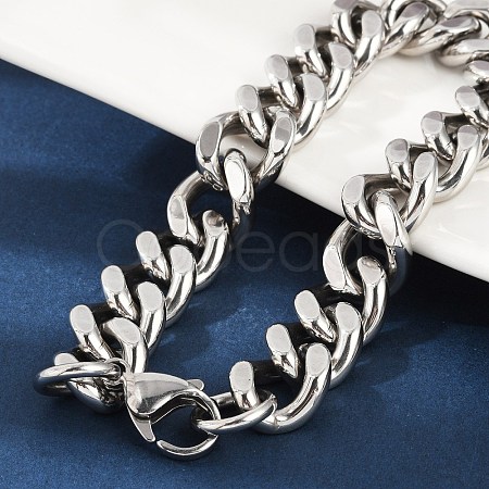 304 Stainless Steel Cuban Link Chain Bracelets for Women Men BJEW-D304-01P-1