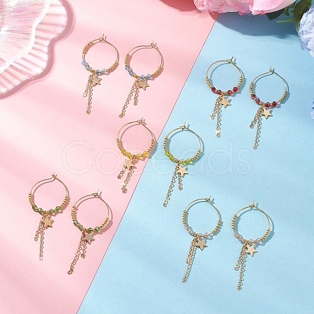 Star Glass Hoop Earrings EJEW-MZ00673-1
