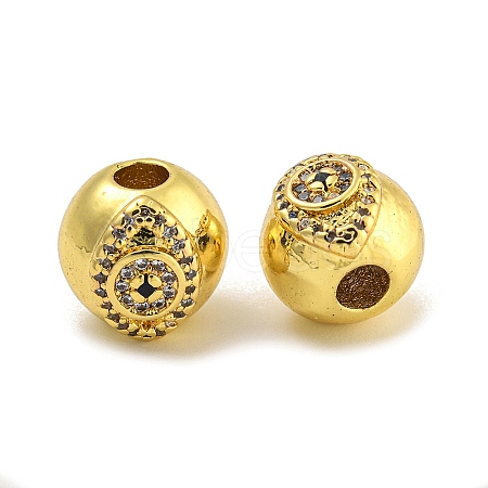 Rack Plating Brass Micro Pave Cubic Zirconia Beads KK-C074-11G-1