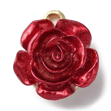 Opaque Resin Rose Pendants PALLOY-Z016-02G-1