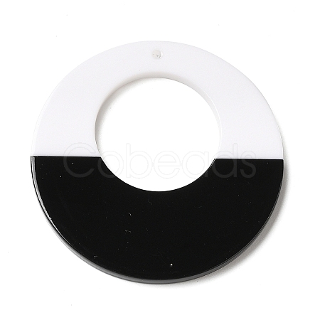 Black and White stitching Acrylic Pendants OACR-S143-01A-1
