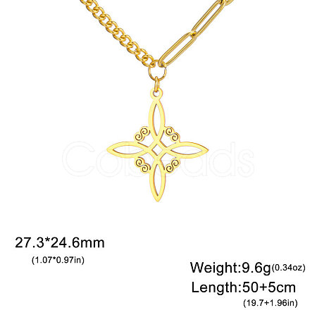 Witch Knot 304 Stainless Steel Hollow Pendant Necklaces for Women FS-WGCB0A9-04-1