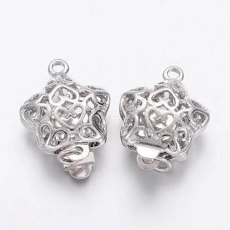 Filigree Star Brass Box Clasps KK-F0182-P-NF-1