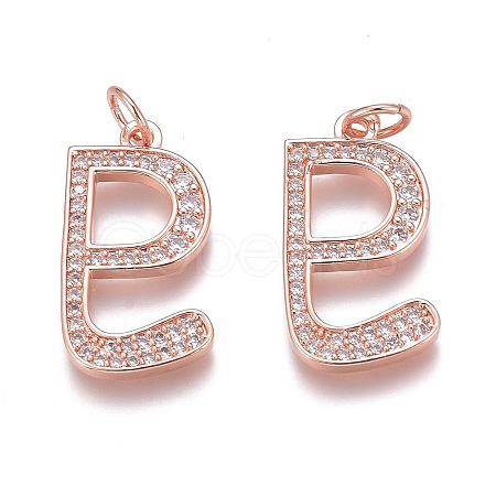 Brass Micro Pave Clear Cubic Zirconia Pendants ZIRC-Z008-39RG-1