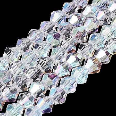 AB Color Plated Transparent Glass Beads Strands GLAA-G127-01-02J-1