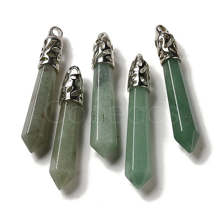 Natural Green Aventurine Pointed Big Pendants G-Z055-01P-02-1