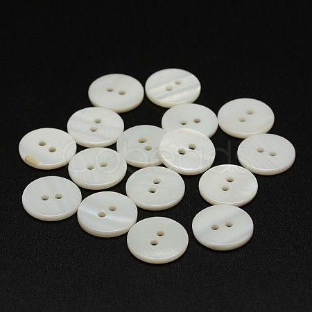 2-Hole Shell Flat Round Buttons BUTT-P012-12-1