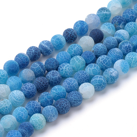 Natural & Dyed Crackle Agate Bead Strands X-G-T056-8mm-07-1