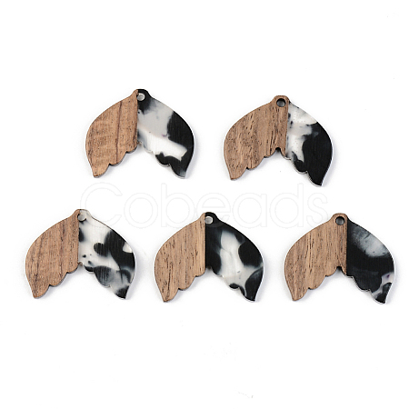 Transparent Resin & Walnut Wood Pendants RESI-S389-017A-A02-1