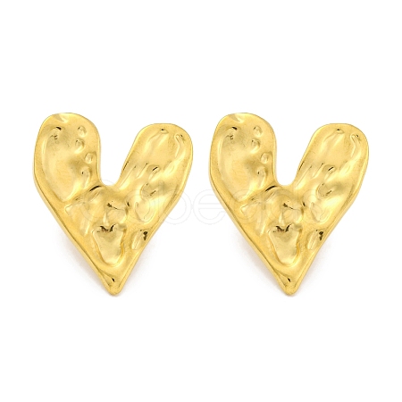 Heart Ion Plating(IP) 304 Stainless Steel Stud Earrings EJEW-H013-34G-1