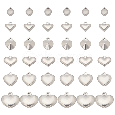 36Pcs 6 Style 304 Stainless Steel Pendants STAS-UN0024-76-1