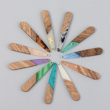 Resin & Walnut Wood Pendants X-RESI-S389-039A-1