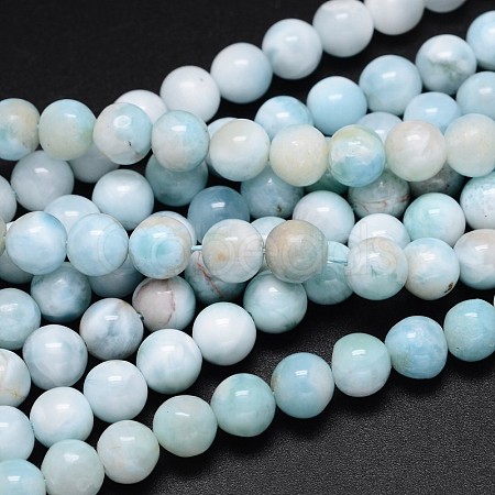 Natural Larimar Round Beads Strands G-O087-10-6mm-1