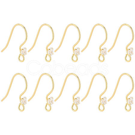 10Pcs 925 Sterling Silver with Clear Cubic Zirconia Earring Hooks FIND-GO0002-58-1