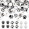 Globleland 180Pcs 3 Style Natural Wood Beads, Round & Dog Paw Print, Black and White, 16~20x15~16mm