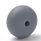 Food Grade Eco-Friendly Silicone Beads, Chewing Beads For Teethers, DIY Nursing Necklaces Making, Flat Round, Slate Gray, 14x8mm, Hole: 3mm