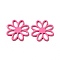 Spray Painted 201 Stainless Steel Filigree Joiners, Flower, Hot Pink, 16x1mm, Inner Diameter: 2.5x4.5mm