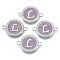 Alloy Enamel Links Connectors, with Crystal Rhinestones, Flat Round with Letter, Silver Color Plated, Letter.L, 22x16x2mm, Hole: 1.8mm