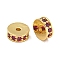 Rack Plating Brass Micro Pave Cubic Zirconia Beads, Lead Free & Cadmium Free, Long-Lasting Plated, Real 18K Gold Plated, Round, Medium Violet Red, 7x2.5mm, Hole: 1.5mm