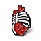 Halloween Alloy Enamel Brooch for Backpack Clothing, Chest Skeleton, Red, 31.5x19.5x1.5mm