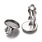 Tarnish Resistant 304 Stainless Steel Clip-on Earring Setting, Flat Round, Stainless Steel Color, Tray: 12mm, 14x8mm