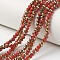 Electroplate Opaque Glass Beads Strands, Half Golden Plated, Faceted, Rondelle, Red, 2x1.5mm, Hole: 0.4mm, about 195pcs/strand, 11 inch(28cm)