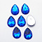 Acrylic Rhinestone Flat Back Cabochons, Faceted, Bottom Silver Plated, teardrop, Blue, 14x10x3.5mm