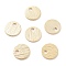 Brass Charms, Flat Round, Real 24K Gold Plated, 6x0.5mm, Hole: 1.2mm