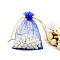 Gold Stamping Moon & Star Organza Drawstring Gift Storage Bags, Rectangle, Blue, 9x7cm