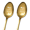 Stainless Steel Spoons Set, with Packing Box, Word Papa’s Coffee Spoon & Mum’s Coffee Spoon, Golden Color, Cup Pattern, 182x43mm, 2pcs/set