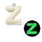 Luminous Resin Pendants, Glow in the Dark, with Platinum Plated Loop, Letter, Letter Z, 24x17.5x5.5mm, Hole: 1.8mm