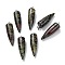 Natural Dragon Blood Pointed Pendants, with Platinum Brass Findings, Bullet, 32~35x10~11mm, Hole: 7X3mm