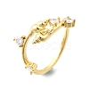 Ocean Theme Brass Micro Pave Cubic Zirconia Cuff Rings for Women RJEW-F184-17A-G-2