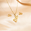 304 Stainless Steel Pendant Necklaces & Stud Earrings Sets WG82A44-09-2