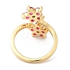 Cubic Zirconia Flower Open Cuff Rings RJEW-L106-009G-01-3